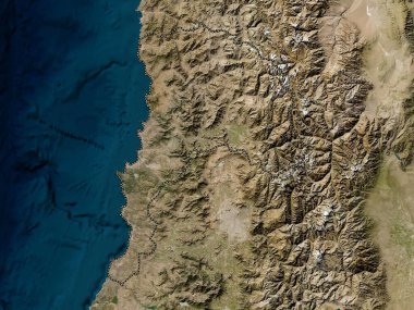 Valparaiso, Şili bölgesi. Düşük çözünürlüklü uydu haritası