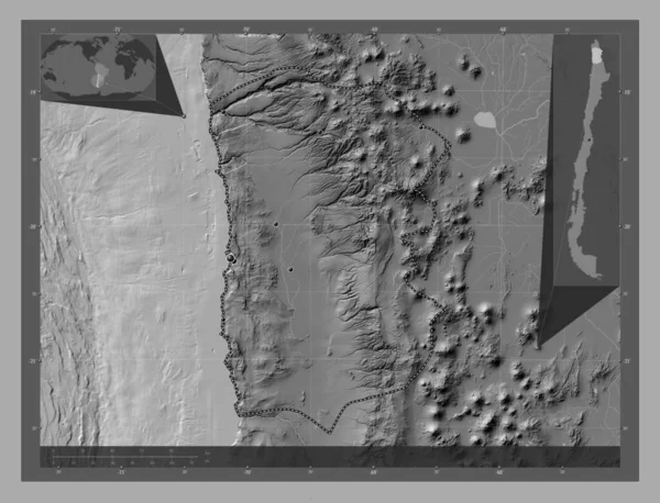 Tarapaca Region Von Chile Karte Mit Seen Und Flüssen Auf — Stockfoto