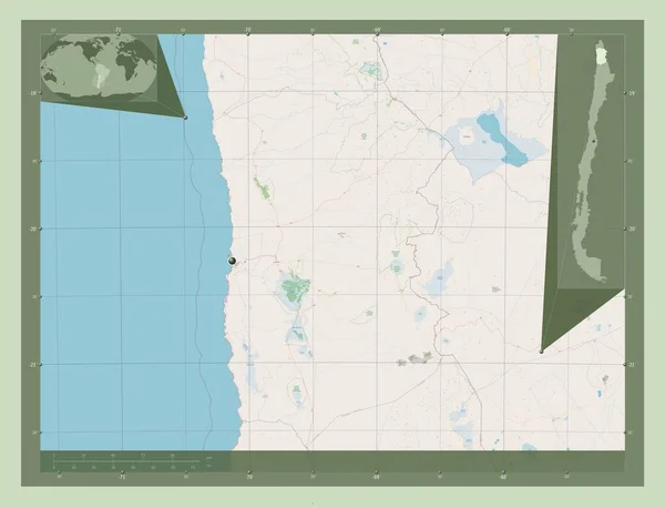 Tarapaca Regio Van Chili Open Plattegrond Hulplocatiekaarten Hoek — Stockfoto
