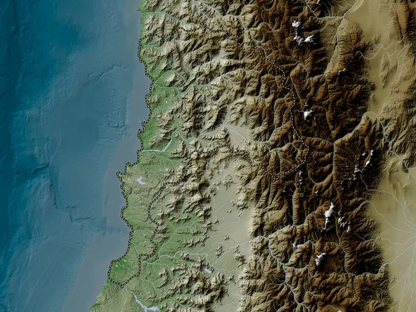 Valparaíso Región Chile Mapa Elevación Coloreado Estilo Wiki Con Lagos — Foto de Stock