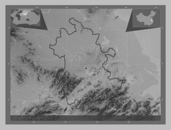 Anhui Provincie Čína Výškové Mapy Jezery Řekami Pomocné Mapy Polohy — Stock fotografie