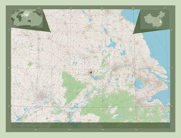 Anhui Provincie China Open Plattegrond Hulplocatiekaarten Hoek — Stockfoto