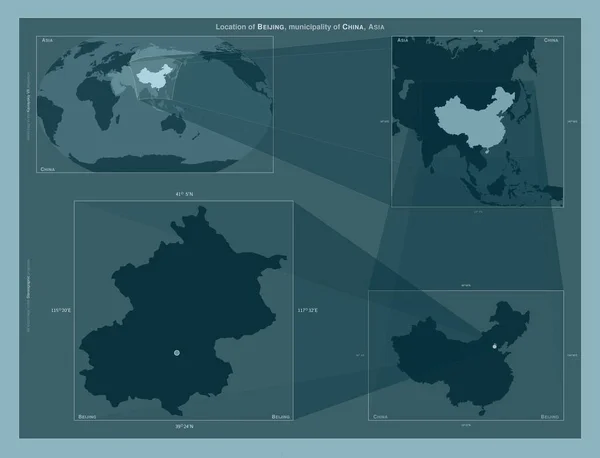 Beijing Municipio China Diagrama Que Muestra Ubicación Región Mapas Gran —  Fotos de Stock