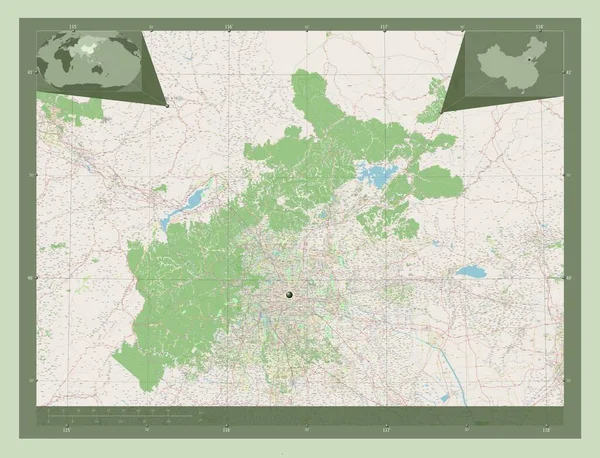Pequim Município China Abrir Mapa Rua Mapa Localização Auxiliar Canto — Fotografia de Stock