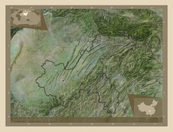 Chongqing Δήμος Της Κίνας Υψηλής Ανάλυσης Δορυφορικός Χάρτης Γωνιακοί Χάρτες — Φωτογραφία Αρχείου
