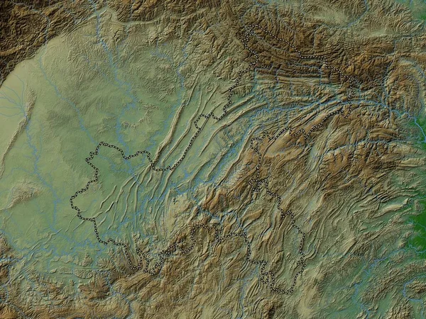 Чунцин Муниципалитет Китая Цветная Карта Высот Озерами Реками — стоковое фото