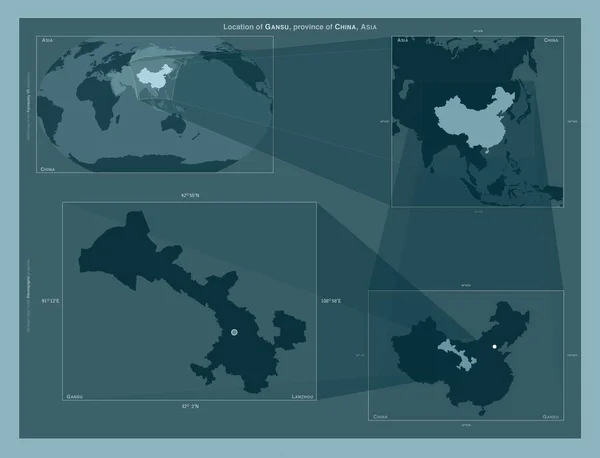 Gansu Provincia China Diagrama Que Muestra Ubicación Región Mapas Gran —  Fotos de Stock