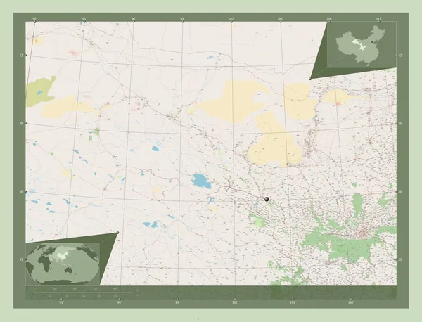 Ганьсу Провинция Китая Карта Улиц Вспомогательные Карты Расположения Углов — стоковое фото