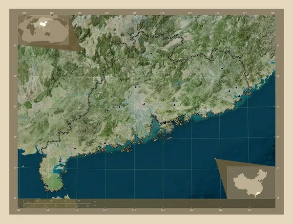 Гуандун Провінція Китай Супутникова Карта Високої Роздільної Здатності Розташування Великих — стокове фото