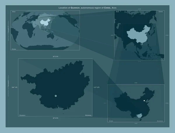 Guangxi Región Autónoma China Diagrama Que Muestra Ubicación Región Mapas —  Fotos de Stock