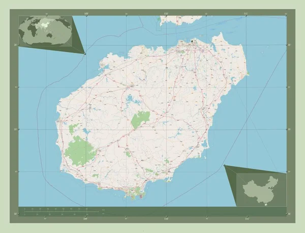 Hainan Prowincja Chin Otwórz Mapę Ulic Pomocnicze Mapy Położenia Narożnika — Zdjęcie stockowe