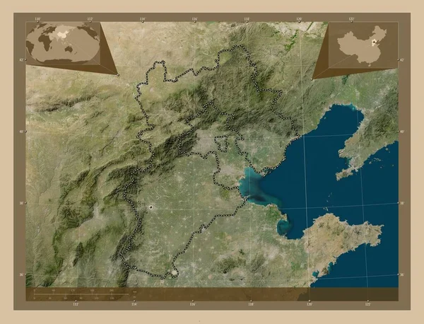 Hebei Província China Mapa Satélite Baixa Resolução Mapa Localização Auxiliar — Fotografia de Stock