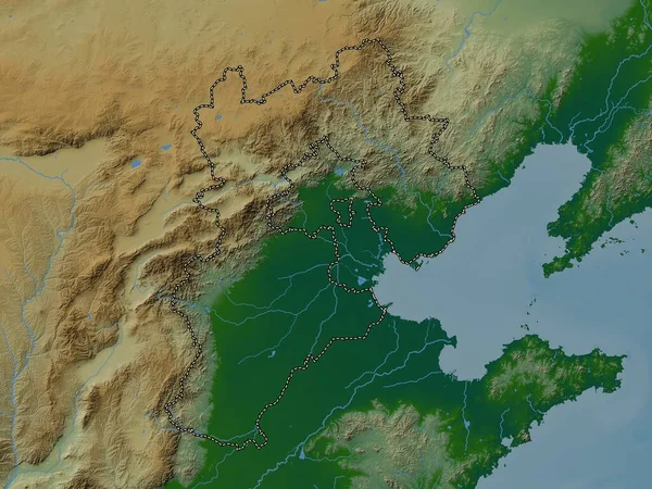 Hebei Provinz China Farbige Höhenkarte Mit Seen Und Flüssen — Stockfoto