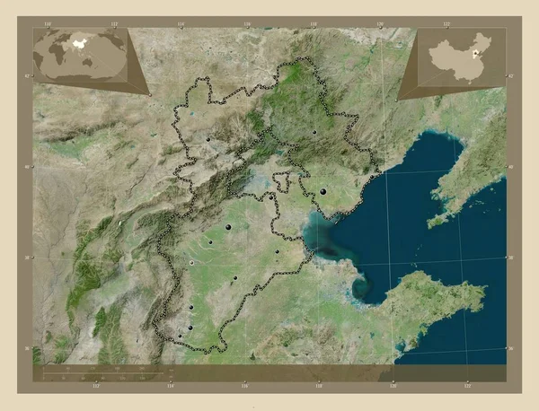 Hebei Província China Mapa Satélite Alta Resolução Locais Das Principais — Fotografia de Stock