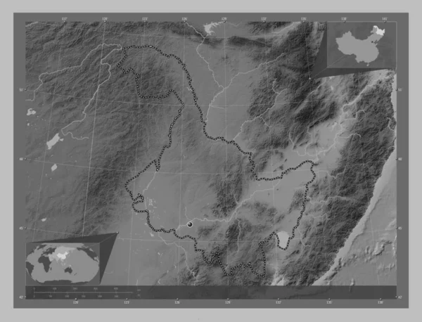 Heilongjiang Provincie Čína Výškové Mapy Jezery Řekami Pomocné Mapy Polohy — Stock fotografie