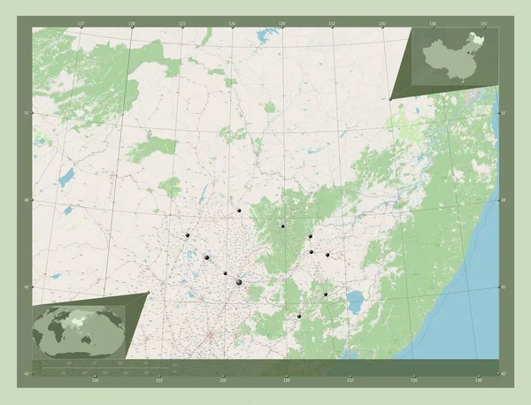 Heilongjiang Provinz China Open Street Map Standorte Der Wichtigsten Städte — Stockfoto