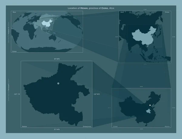 Henan Provincia China Diagrama Que Muestra Ubicación Región Mapas Gran —  Fotos de Stock