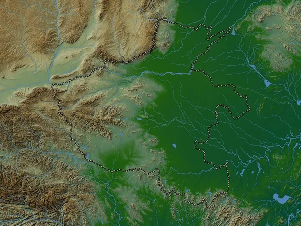 Хэнань Провинция Китай Цветная Карта Высот Озерами Реками — стоковое фото