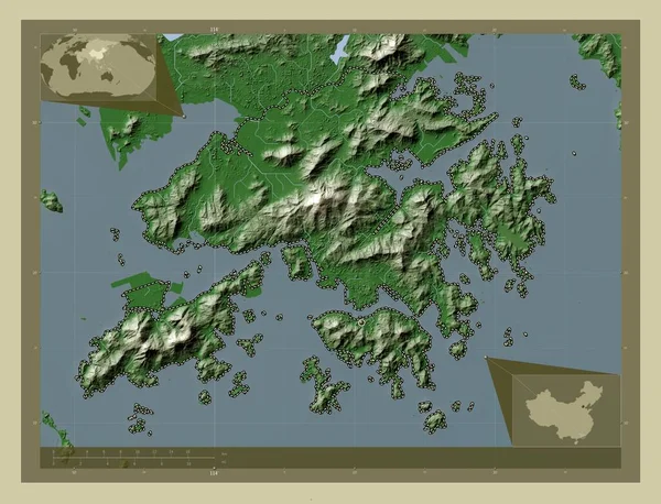 Hongkong Självstyrande Region Kina Höjd Karta Färgad Wiki Stil Med — Stockfoto