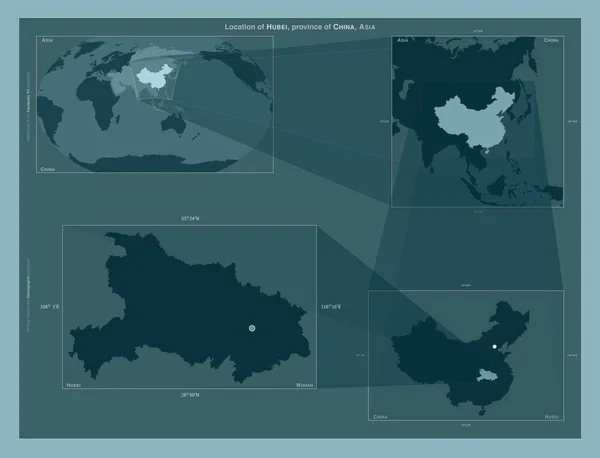 Hubei Província China Diagrama Mostrando Localização Região Mapas Maior Escala — Fotografia de Stock
