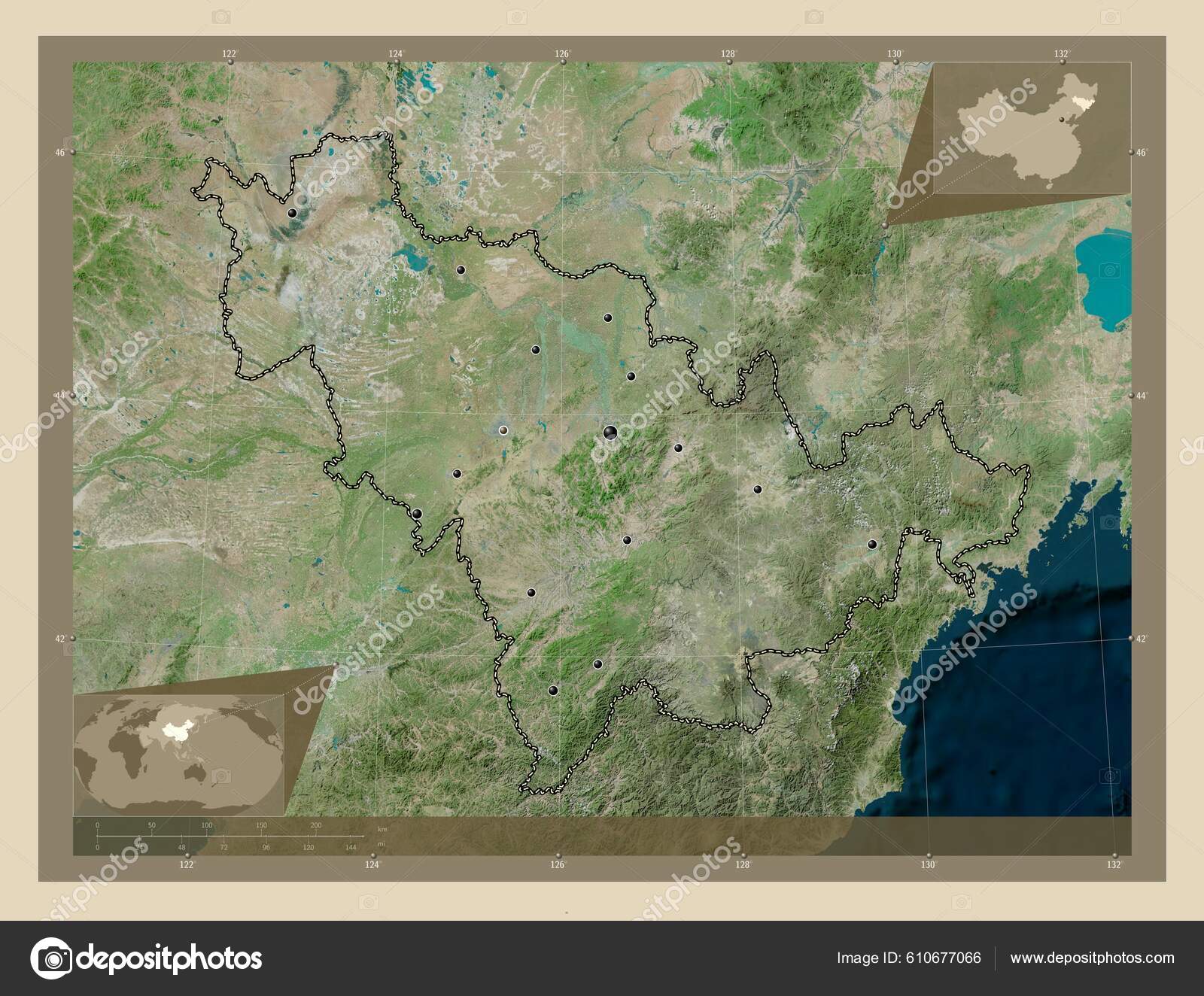 Jilin Province China High Resolution Satellite Map Locations Major