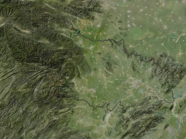 Hubei, Çin vilayeti. Düşük çözünürlüklü uydu haritası