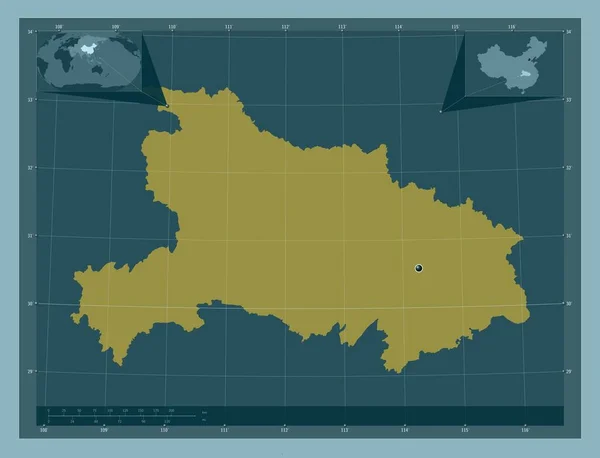 Hubei Provincia Della Cina Forma Tinta Unita Mappa Della Posizione — Foto Stock