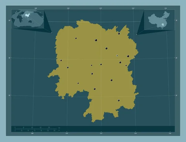 중국의 훈족이다 색깔의 지역의 도시들의 Corner Auxiliary Location — 스톡 사진