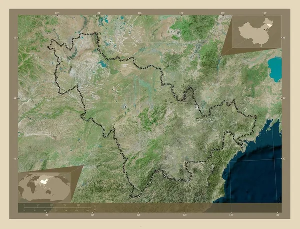 Jilin Province China High Resolution Satellite Map Corner Auxiliary Location — Stock Photo, Image