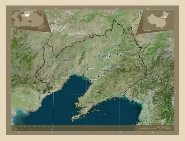 Ляонін Провінція Китай Супутникова Карта Високої Роздільної Здатності Місця Розташування — стокове фото