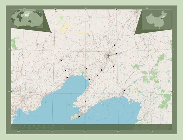 Liaoning Provincie China Open Plattegrond Locaties Van Grote Steden Van — Stockfoto
