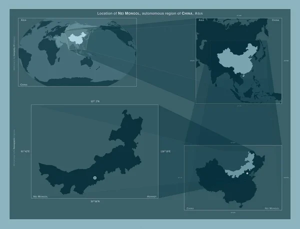 Nei Mongol Autonomní Oblast Číny Diagram Znázorňující Umístění Oblasti Větších — Stock fotografie