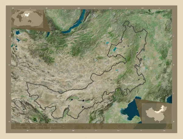 Nei Mongol Región Autónoma China Mapa Satelital Alta Resolución Ubicaciones —  Fotos de Stock