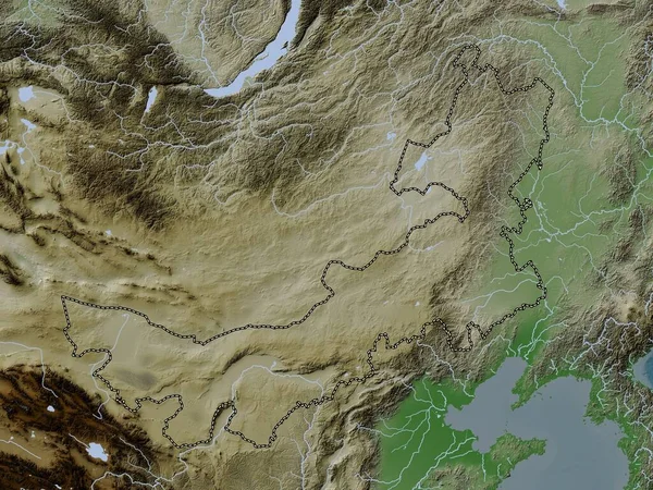 Nei Mongol Автономный Район Китая Карта Высот Окрашенная Вики Стиле — стоковое фото