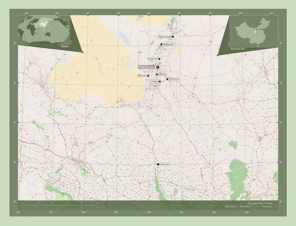 Ningxia Hui Región Autónoma China Open Street Map Ubicaciones Nombres — Foto de Stock