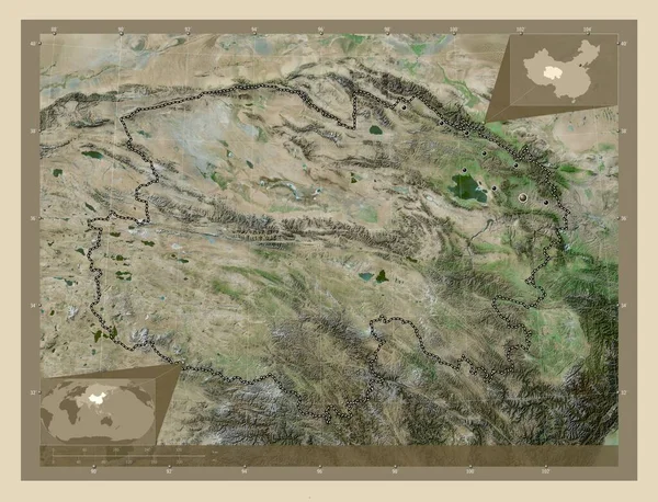 Qinghai Província China Mapa Satélite Alta Resolução Locais Das Principais — Fotografia de Stock