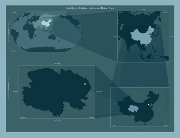 Цінхай Провінція Китай Діаграма Показує Розташування Регіону Мапах Великого Масштабу — стокове фото