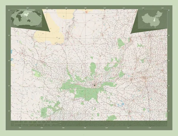 Shaanxi Provincie China Open Plattegrond Hulplocatiekaarten Hoek — Stockfoto