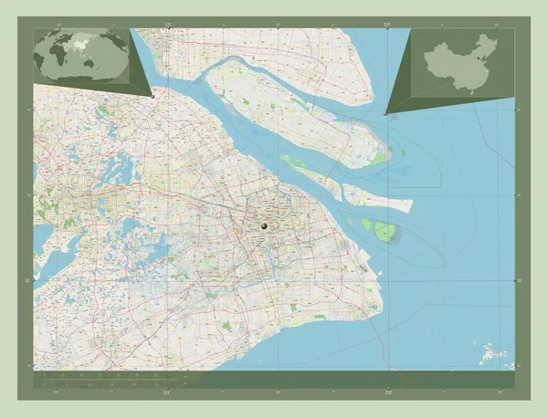 Šanghaj Obec Čína Otevřít Mapu Ulice Pomocné Mapy Polohy Rohu — Stock fotografie