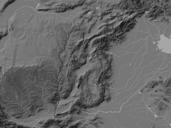 中国山西 附有湖泊和河流的比尔韦勒高地图 — 图库照片