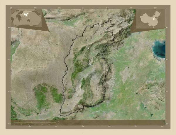 Шаньсі Провінція Китай Супутникова Карта Високої Роздільної Здатності Кутові Допоміжні — стокове фото