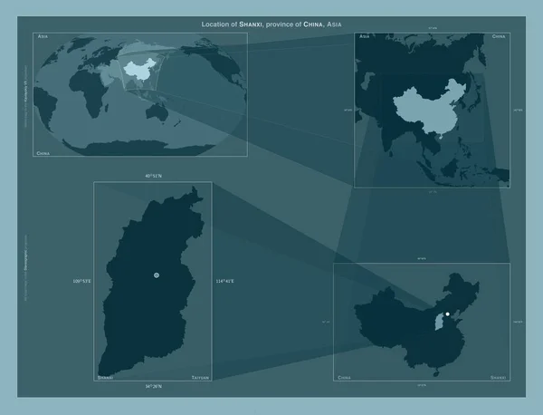 Шаньсі Провінція Китай Діаграма Показує Розташування Регіону Мапах Великого Масштабу — стокове фото