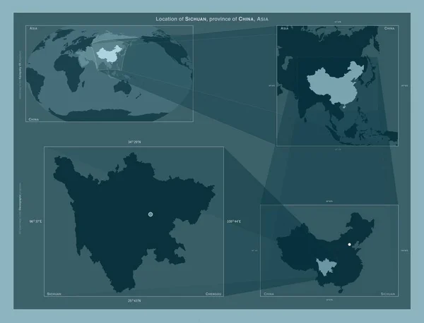 Sichuan Provincia China Diagrama Que Muestra Ubicación Región Mapas Gran —  Fotos de Stock