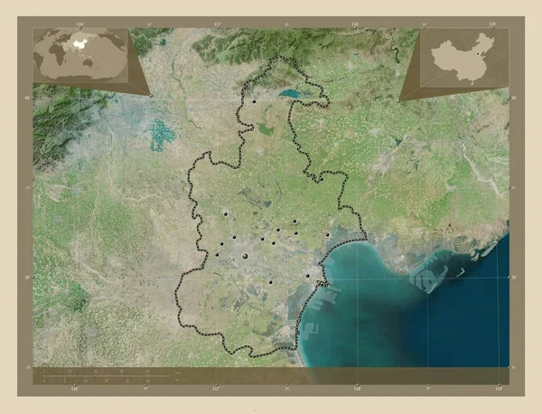 Tianjin Miasto Chinach Mapa Satelity Wysokiej Rozdzielczości Lokalizacje Dużych Miast — Zdjęcie stockowe