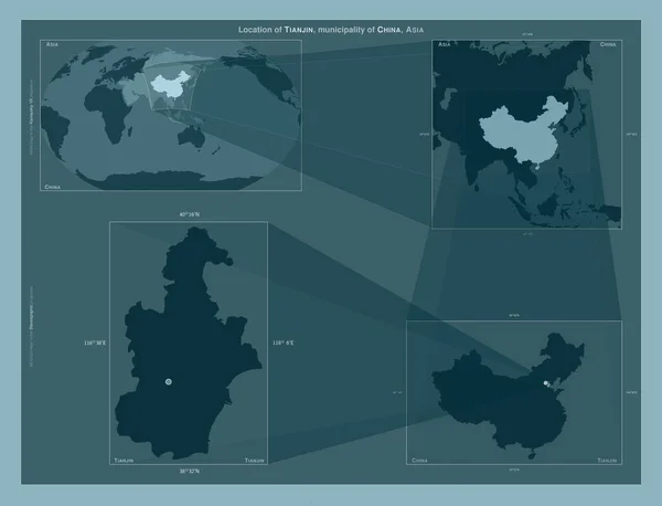 Tianjin Municipio China Diagrama Que Muestra Ubicación Región Mapas Gran —  Fotos de Stock