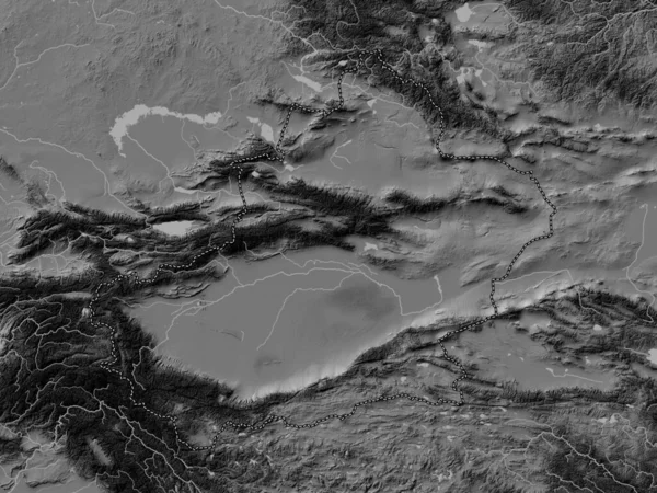 Xinjiang Uygur Autonomiczny Region Chin Dwupoziomowa Mapa Wysokości Jeziorami Rzekami — Zdjęcie stockowe