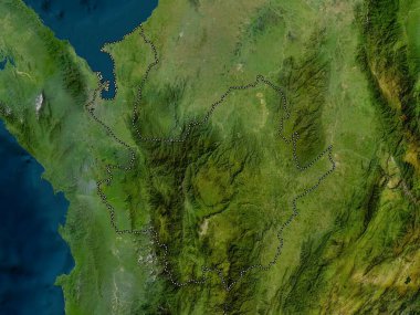 Antioquia, Kolombiya Bölümü. Düşük çözünürlüklü uydu haritası