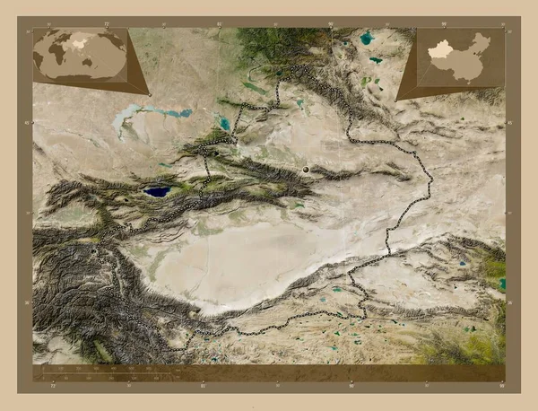 Xinjiang Uygur Região Autónoma China Mapa Satélite Baixa Resolução Mapa — Fotografia de Stock