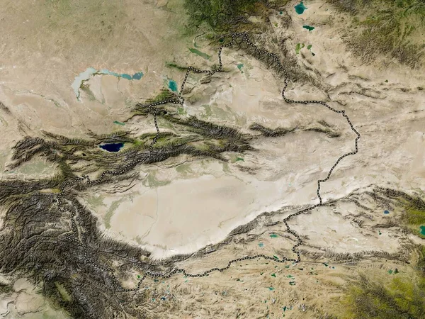 Xinjiang Uygur Autonomiczny Region Chin Mapa Satelitarna Niskiej Rozdzielczości — Zdjęcie stockowe