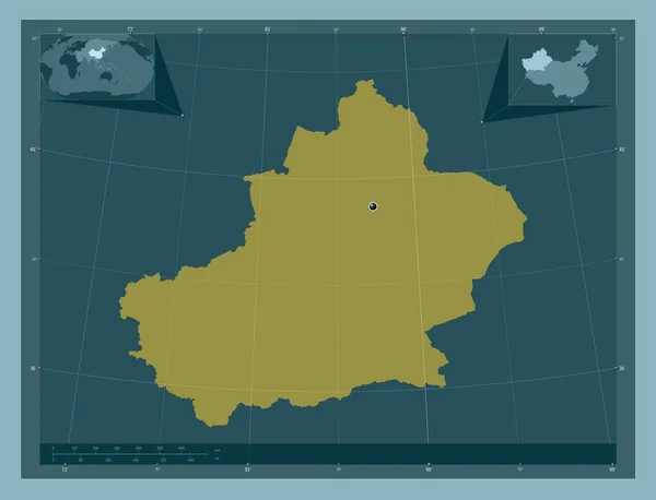 Xinjiang Uygur Regione Autonoma Della Cina Forma Tinta Unita Mappa — Foto Stock